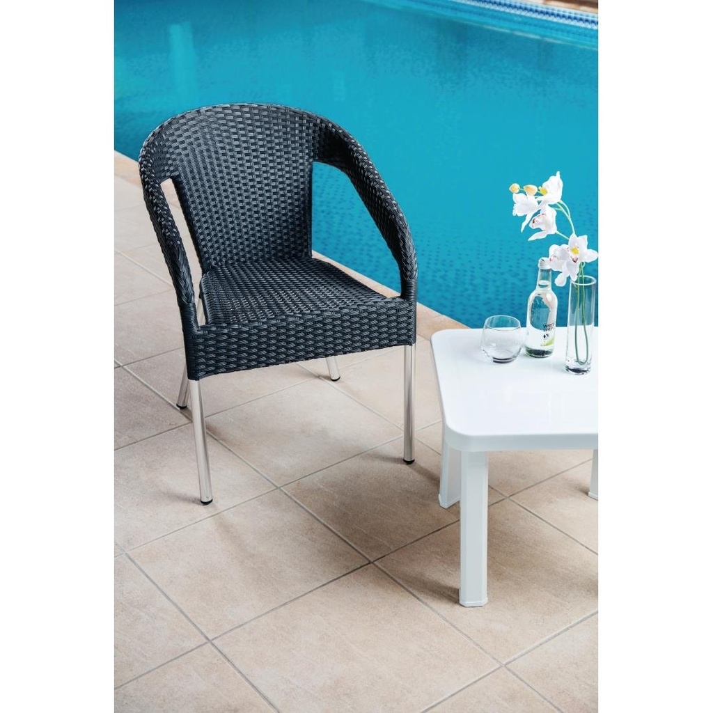 Fauteuils enveloppants bistro en rotin PE anthracite Bolero (lot de 4)