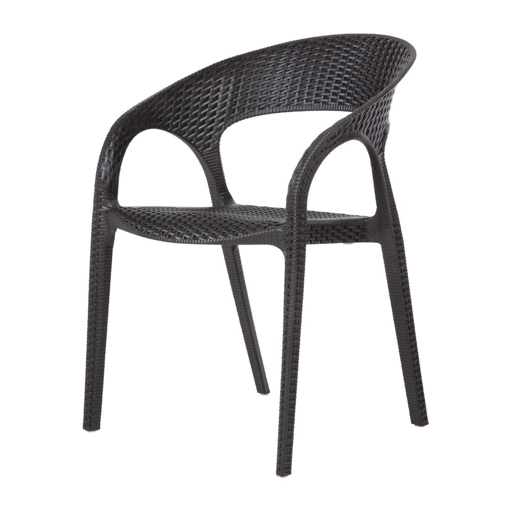 Fauteuils enveloppants en rotin PP Bolero noirs (lot de 4)