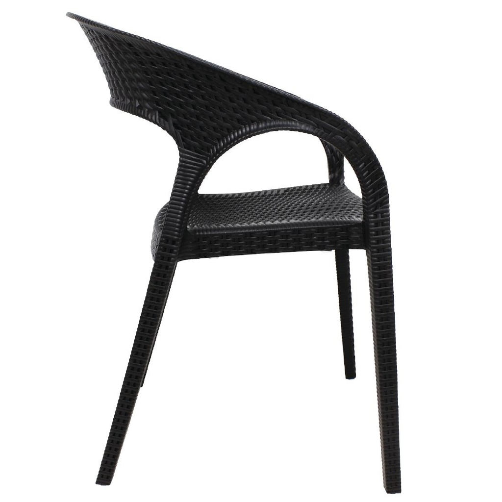 Fauteuils enveloppants en rotin PP Bolero noirs (lot de 4)