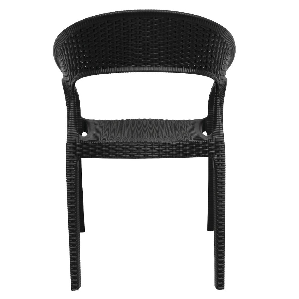 Fauteuils enveloppants en rotin PP Bolero noirs (lot de 4)