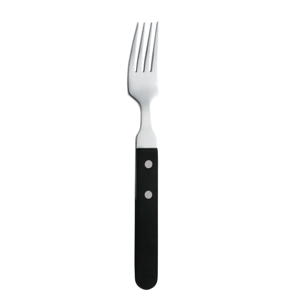 Fourchette à steak Amefa manche noir 196mm (Lot de 12)