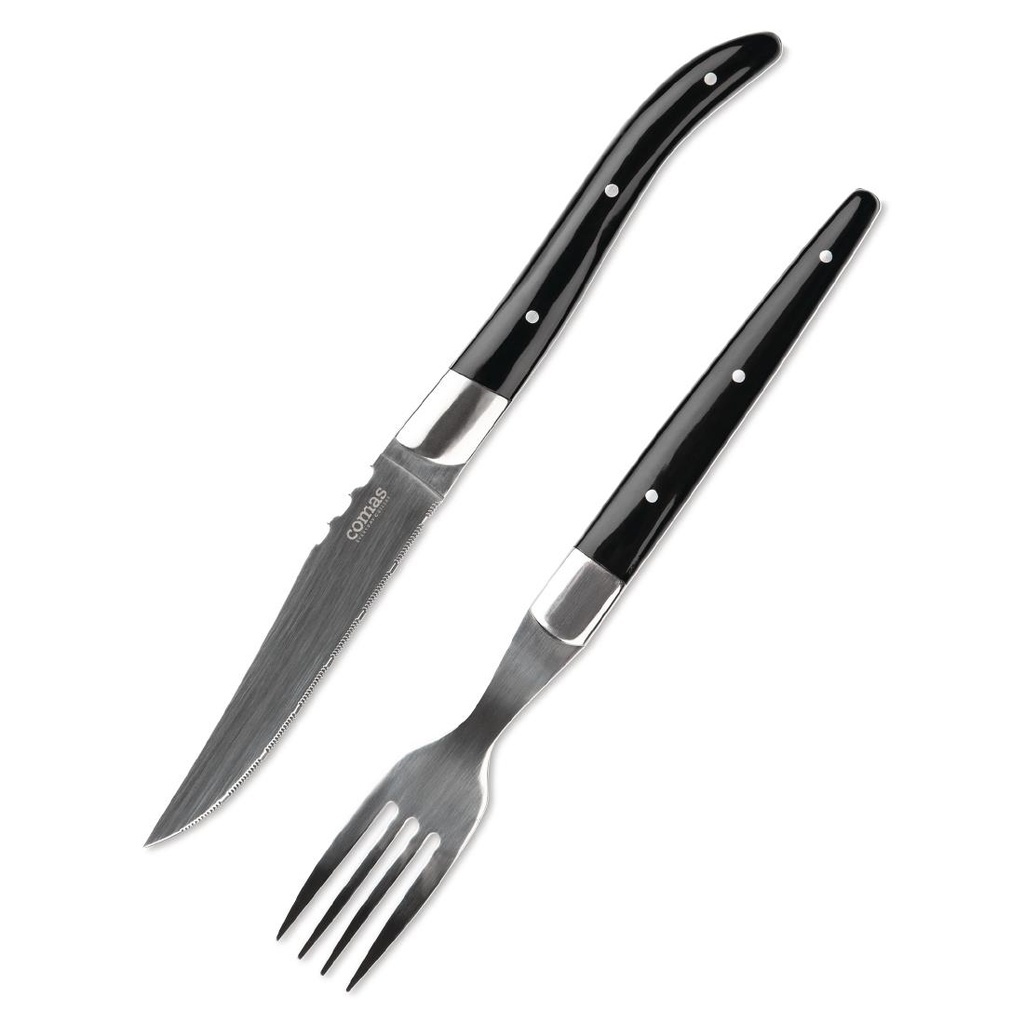 Fourchettes à steak ACR noir Comas 21 cm (x6)