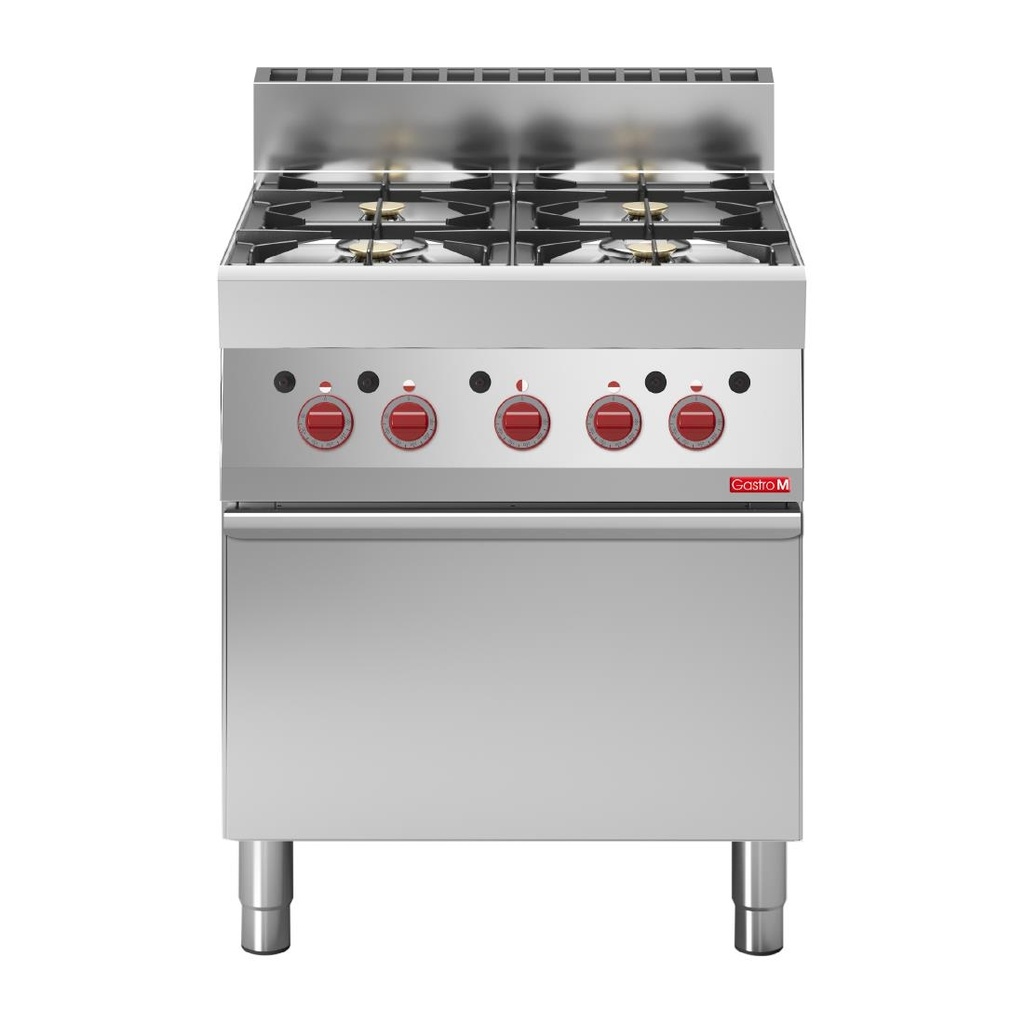 Fourneau 4 feux sur four gaz Gastro M 650 65/70CFG