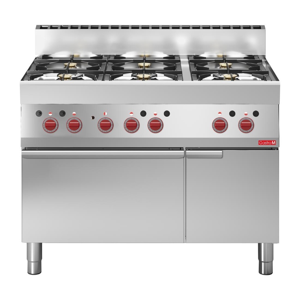 Fourneau 6 feux sur four gaz et placard fermé Gastro M 650 65/110CFG