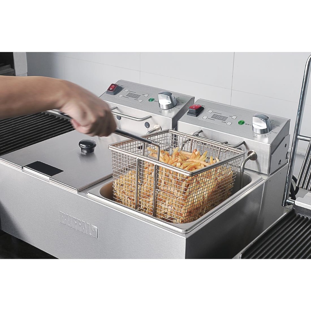 Friteuse double avec minuterie Buffalo - 2x5L 2x2,8kW