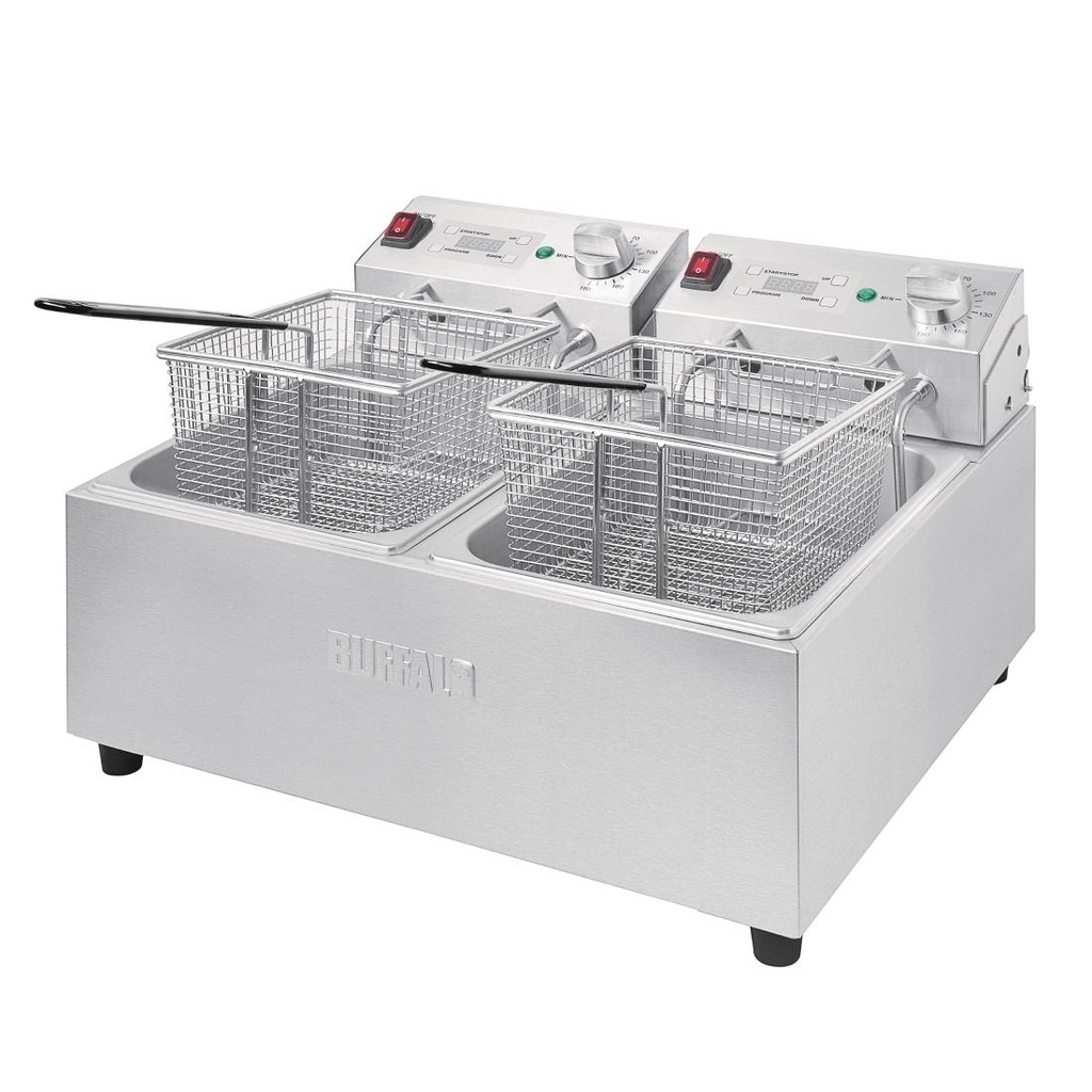 Friteuse double avec minuterie Buffalo - 2x5L 2x2,8kW