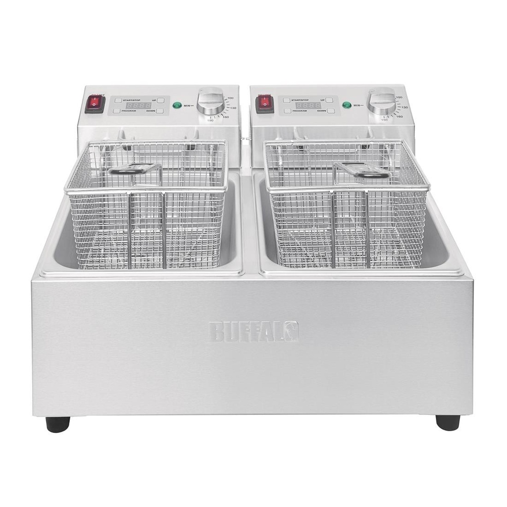 Friteuse double avec minuterie Buffalo - 2x5L 2x2,8kW