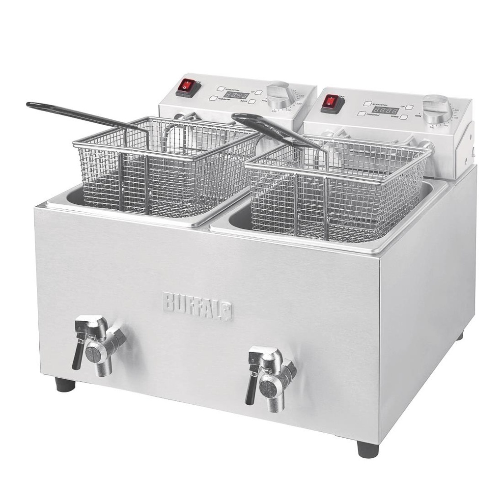 Friteuse double Buffalo - 2 x 8L 2,9kW avec minuterie