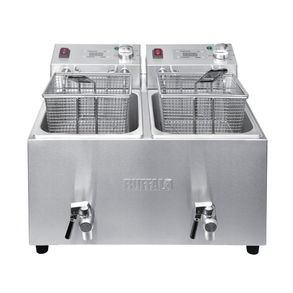 Friteuse double Buffalo - 2 x 8L 2,9kW avec minuterie