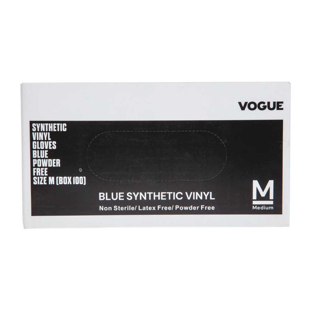 Gants alimentaires en vinyle non poudrés Hygiplas bleus L (Lot de 100)