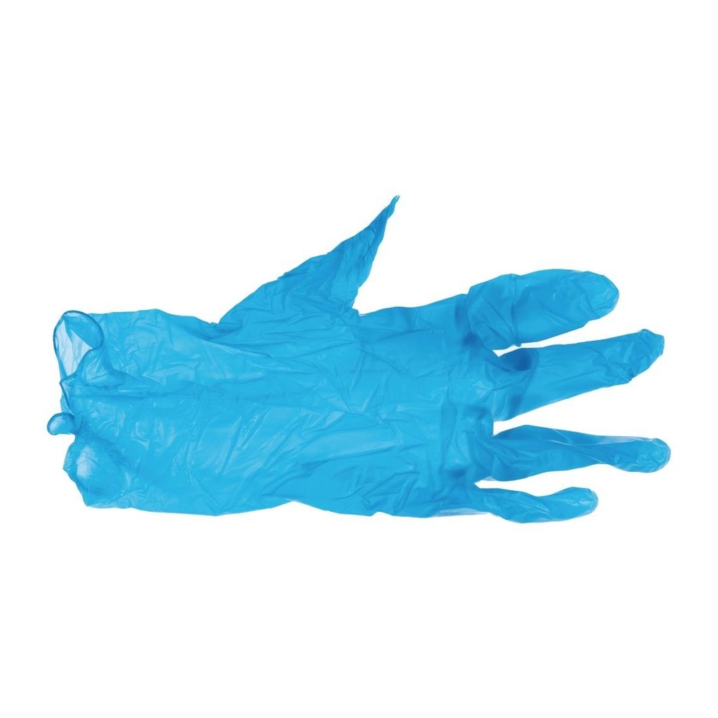 Gants alimentaires en vinyle non poudrés Hygiplas bleus S (Lot de 100)