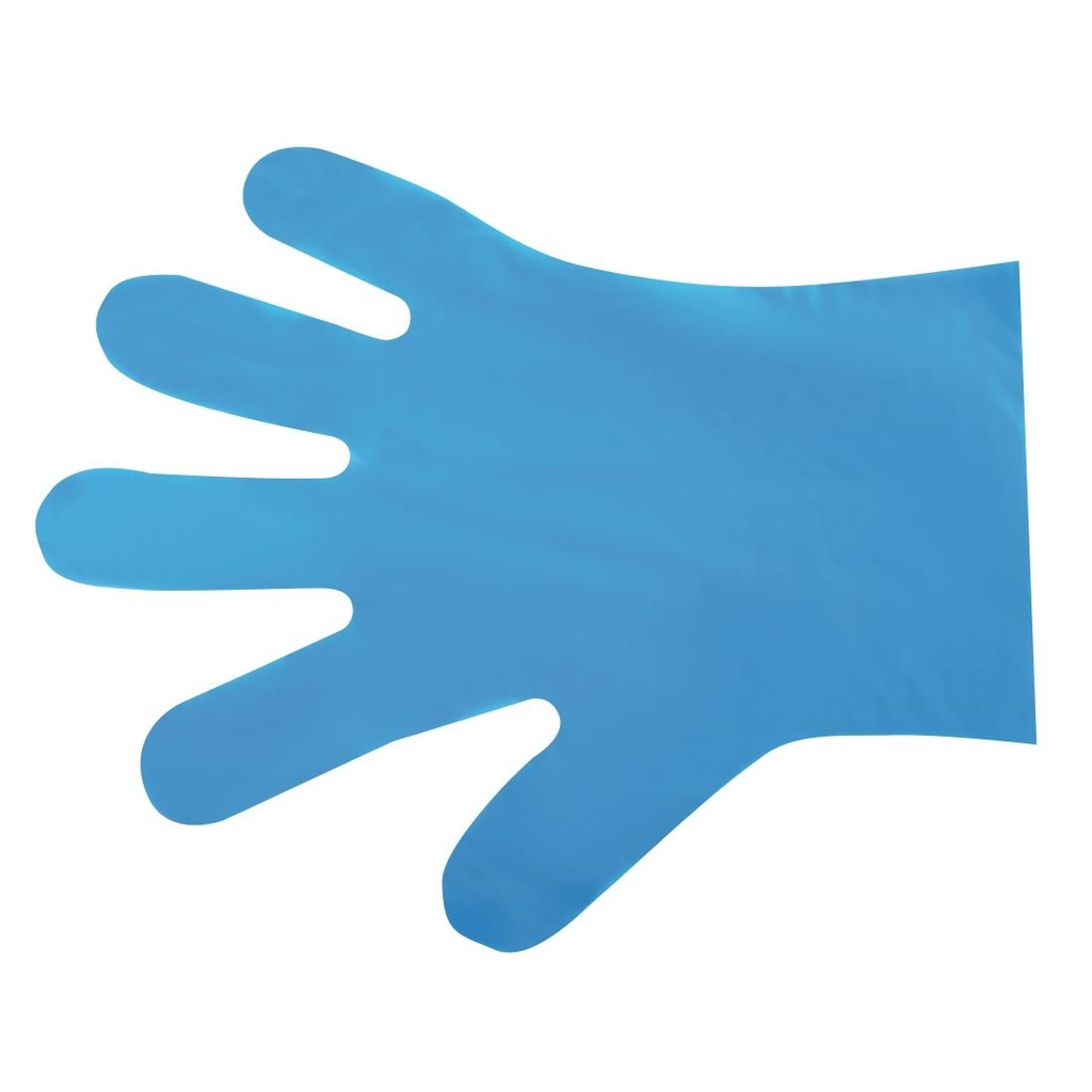 Gants de préparation alimentaire compostables Vegware bleus taille M (lot de 2400)