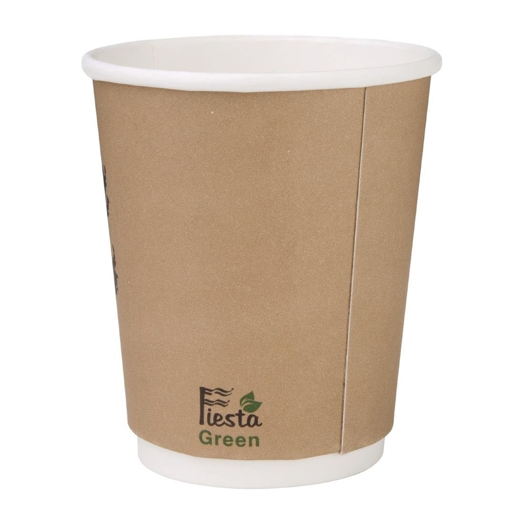 Gobelets boissons chaudes compostables en PLA double paroi Fiesta Compostable 227ml (x25)