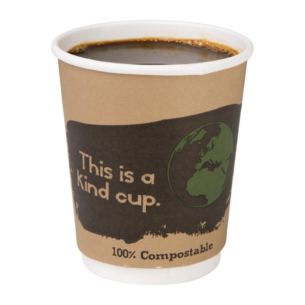 Gobelets boissons chaudes compostables en PLA double paroi Fiesta Compostable 227ml (x500)