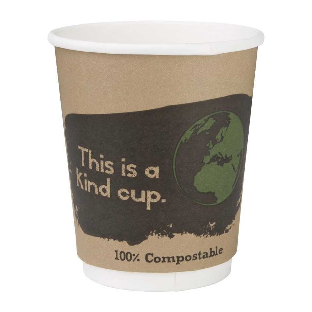 Gobelets boissons chaudes compostables en PLA double paroi Fiesta Compostable 227ml (x500)