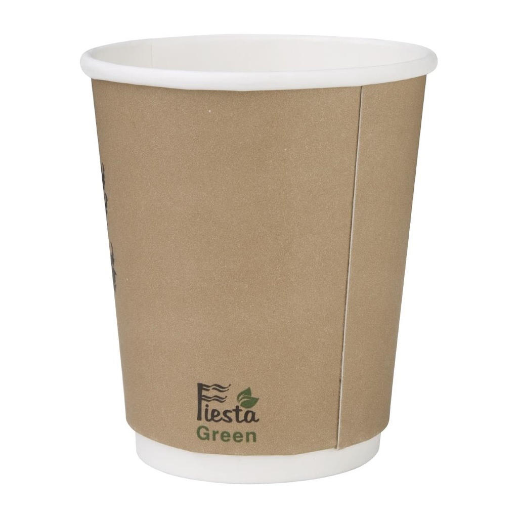 Gobelets boissons chaudes compostables en PLA double paroi Fiesta Compostable 227ml (x500)