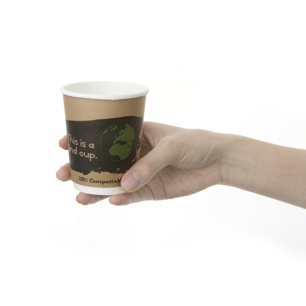 Gobelets boissons chaudes compostables en PLA double paroi Fiesta Compostable 227ml (x500)