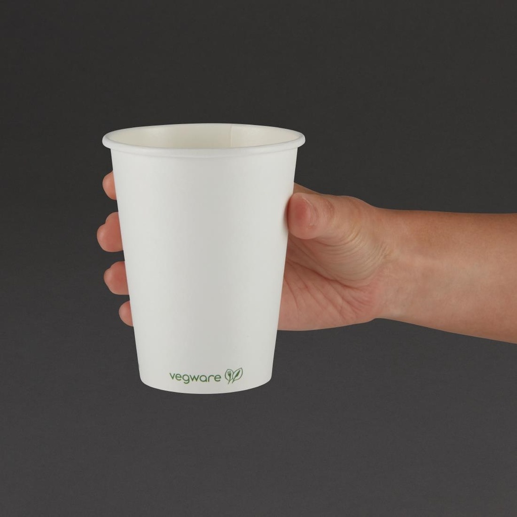 Gobelets boissons chaudes compostables Vegware blancs 34 cl (x1000)