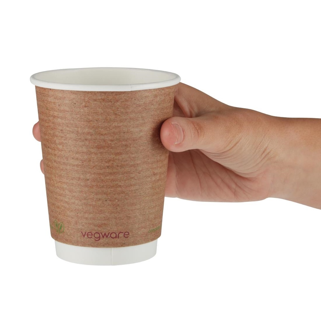 Gobelets boissons chaudes double paroi compostables Vegware 340ml (lot de 500)