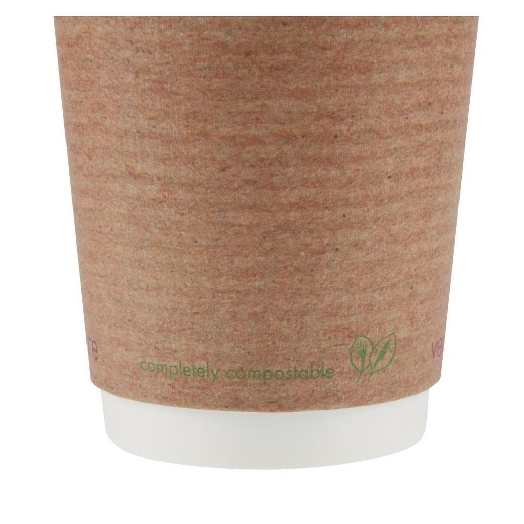 Gobelets boissons chaudes double paroi compostables Vegware 340ml (lot de 500)