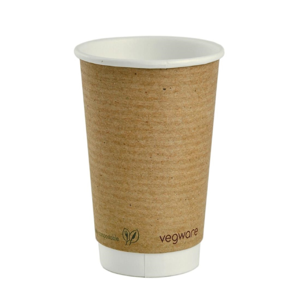 Gobelets boissons chaudes double paroi compostables Vegware 455 ml (lot de 400)