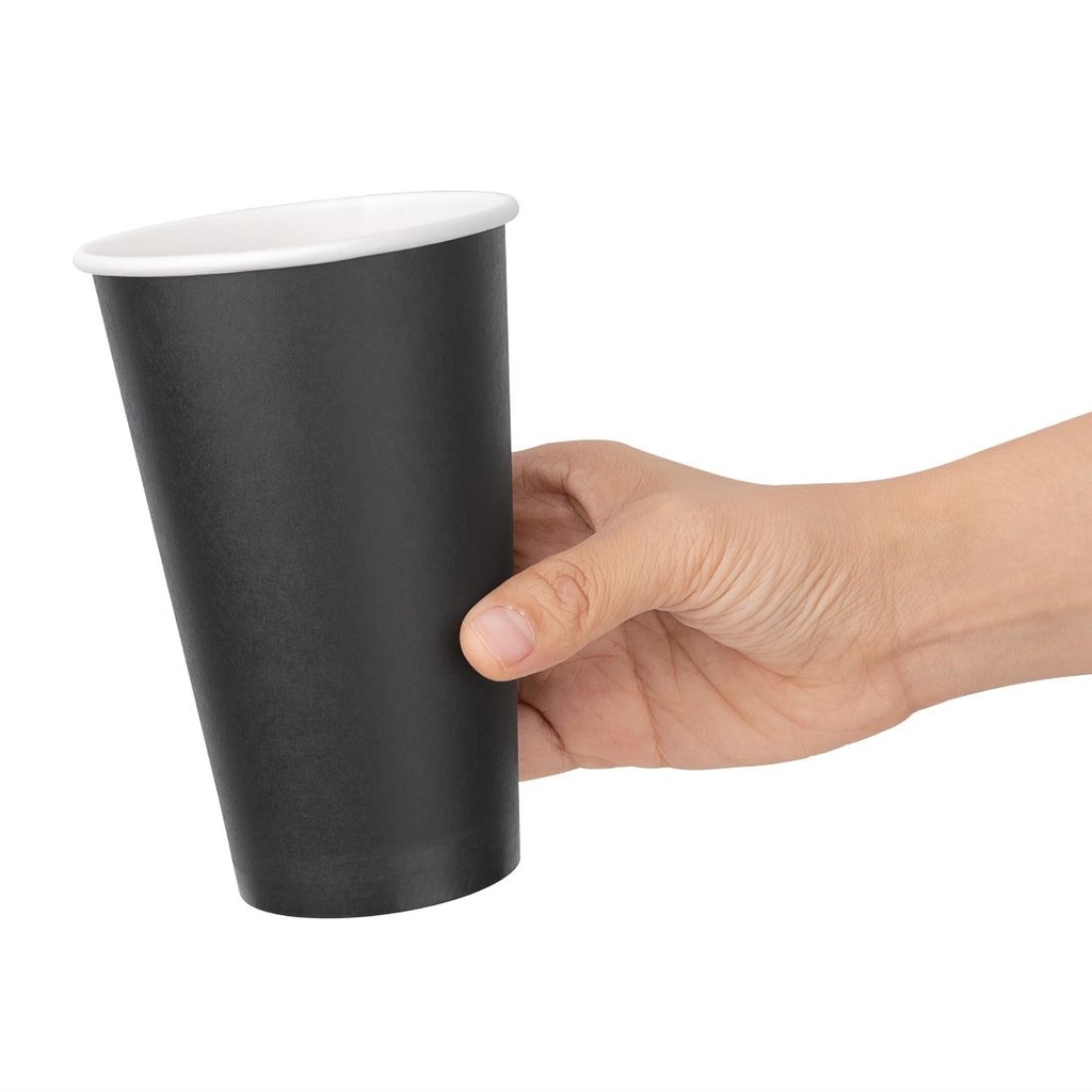 Gobelets boissons chaudes paroi simple Fiesta Recyclable noirs 455ml (lot de 50)
