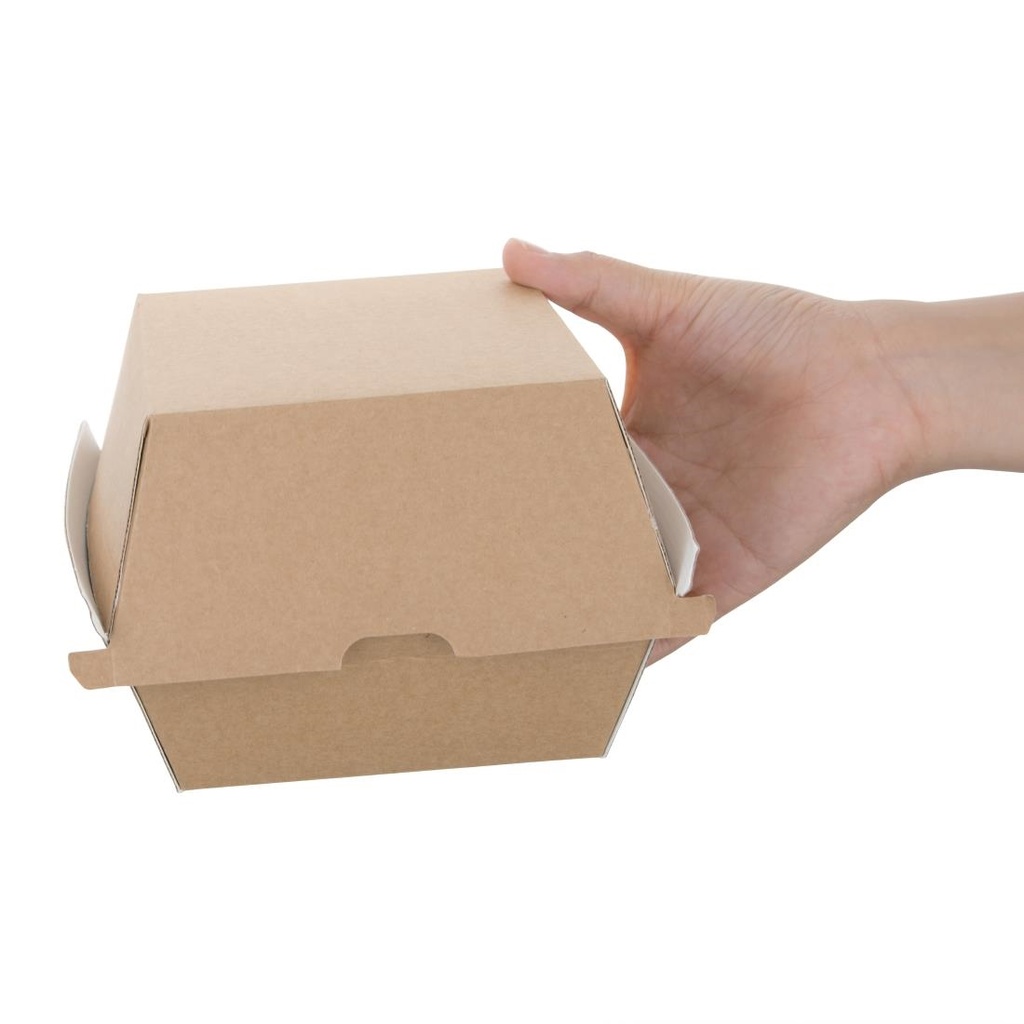 Grandes boîtes hamburger compostables kraft Fiesta Compostable 112mm (lot de 150)