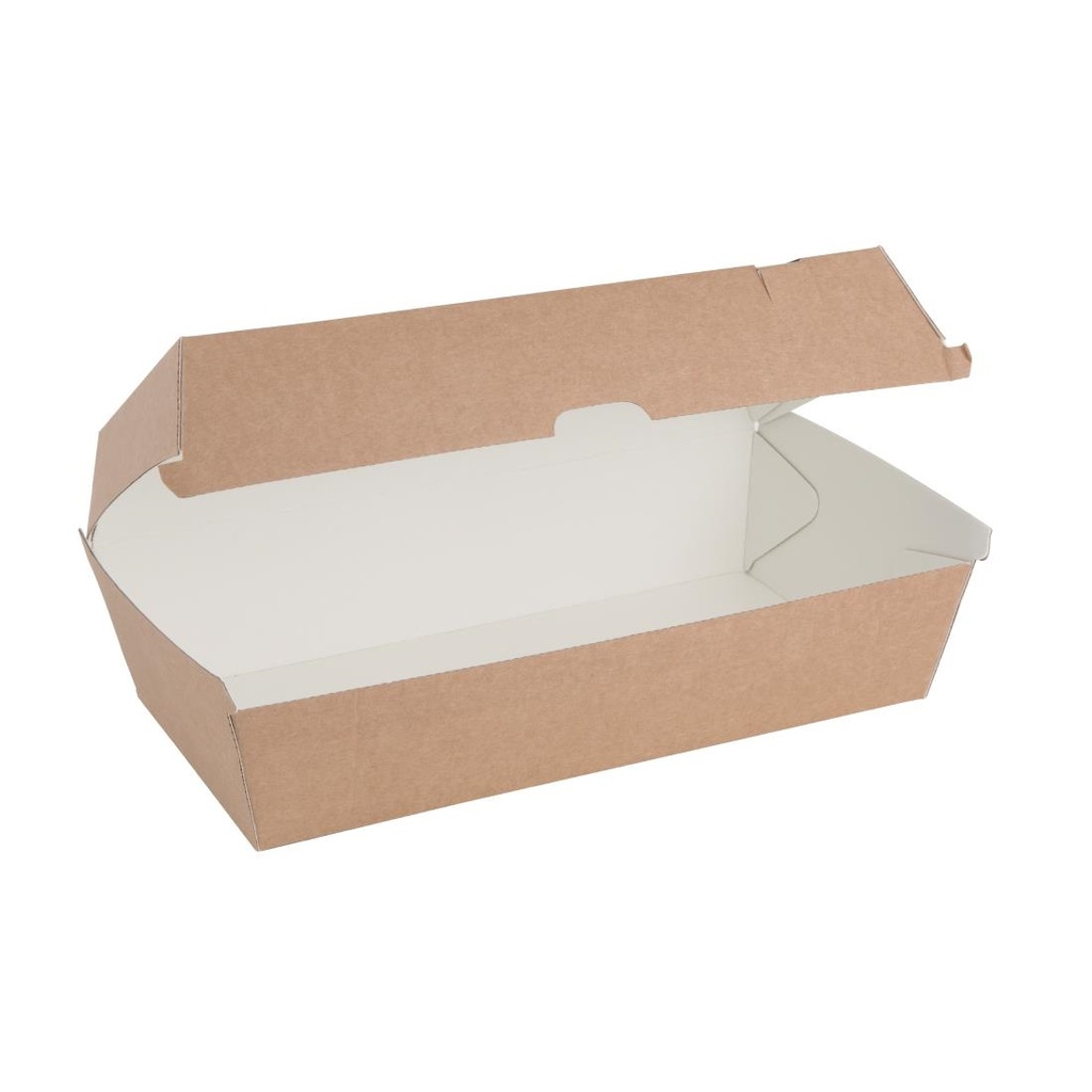 Grandes boîtes kraft avec couvercle à charnière compostables Fiesta Compostable 204mm (lot de 100)