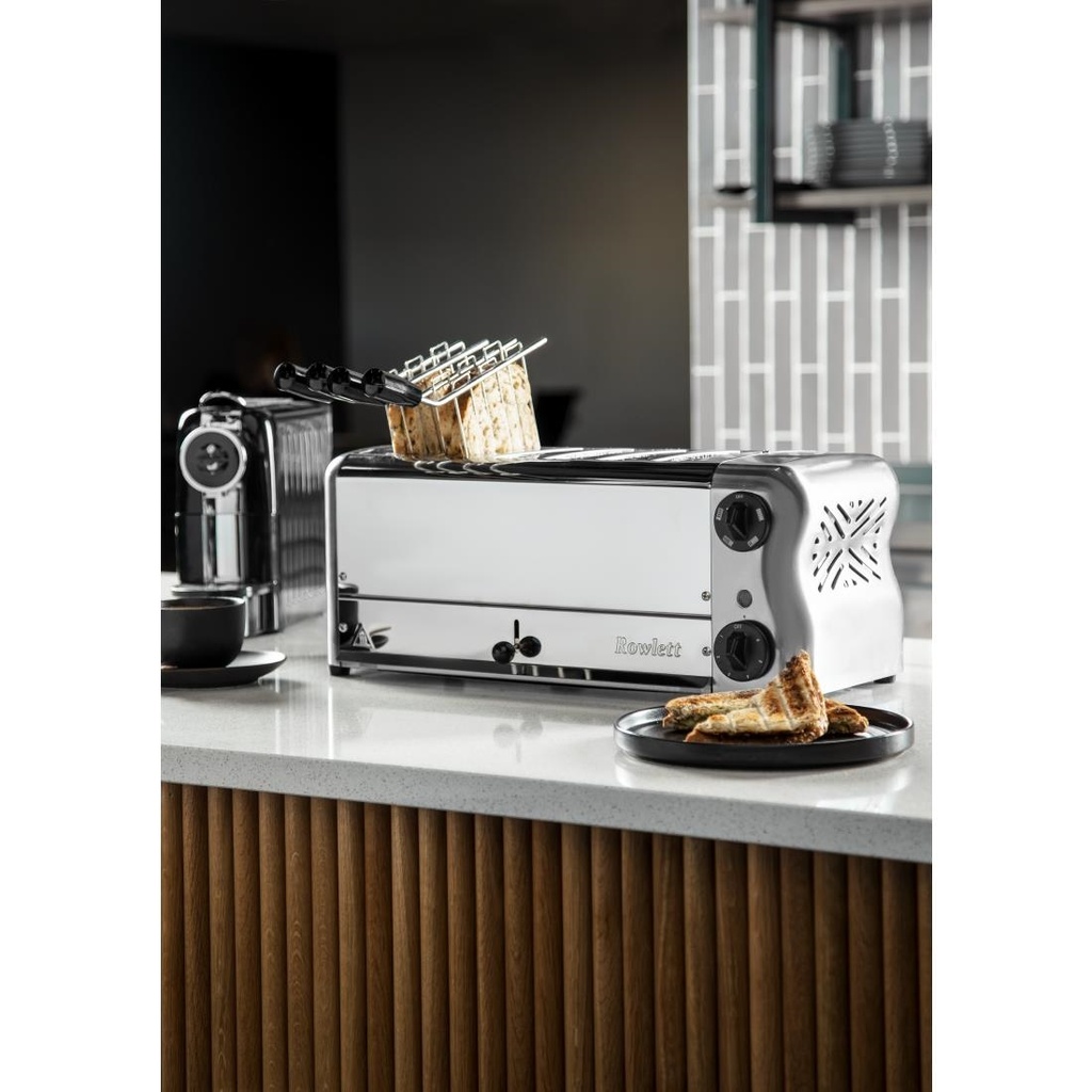 Grille-pain 6 fentes avec grille sandwich et résistance supplémentaire Rowlett Esprit chromé