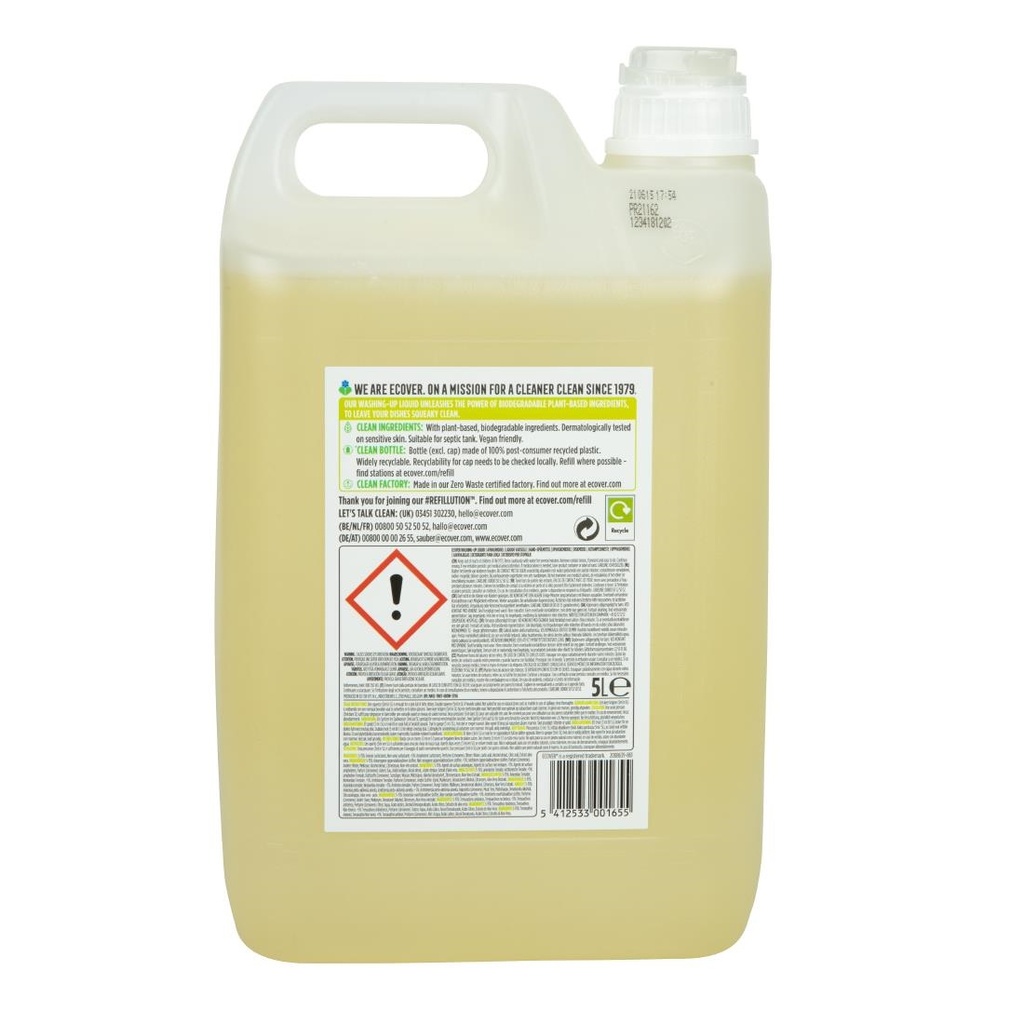 Liquide vaisselle concentré citron et aloe vera Ecover 5L