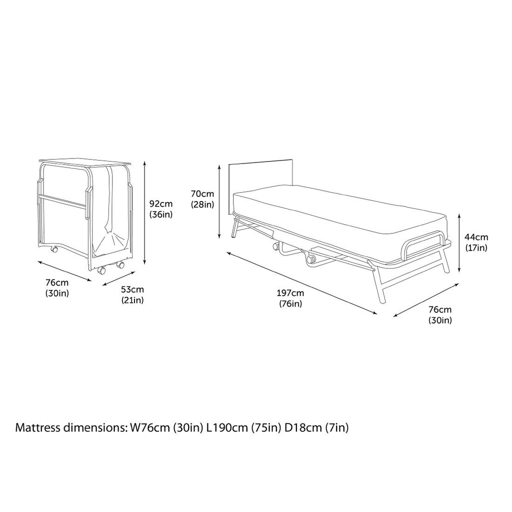 Lit pliant 1 personne avec matelas étanche Jay-Be noir