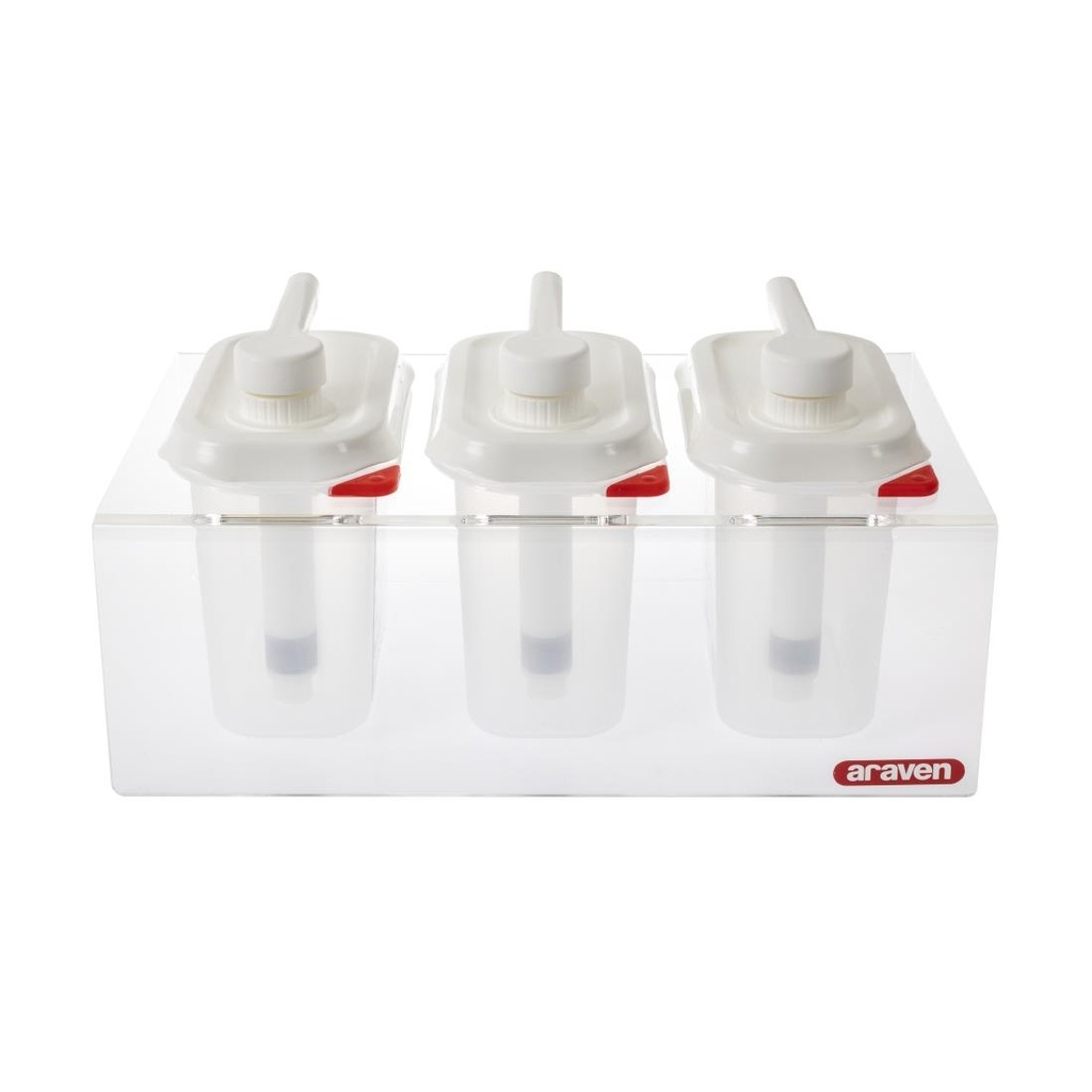 Lot de 3 distributeurs de sauce Araven GN 1/9 transparents 1,5L