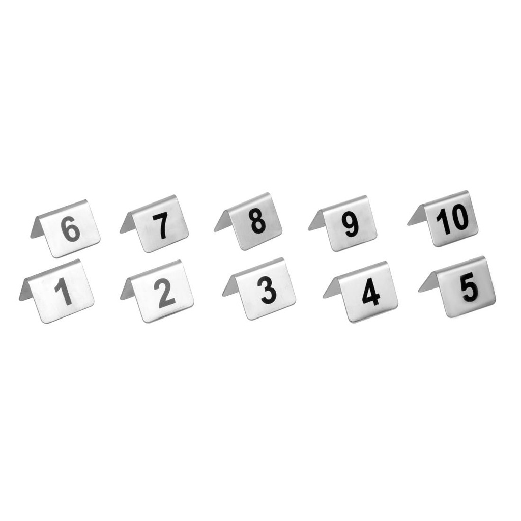 Lot de numéros de table en acier inoxydable Olympia 1-10 (Lot de 10)