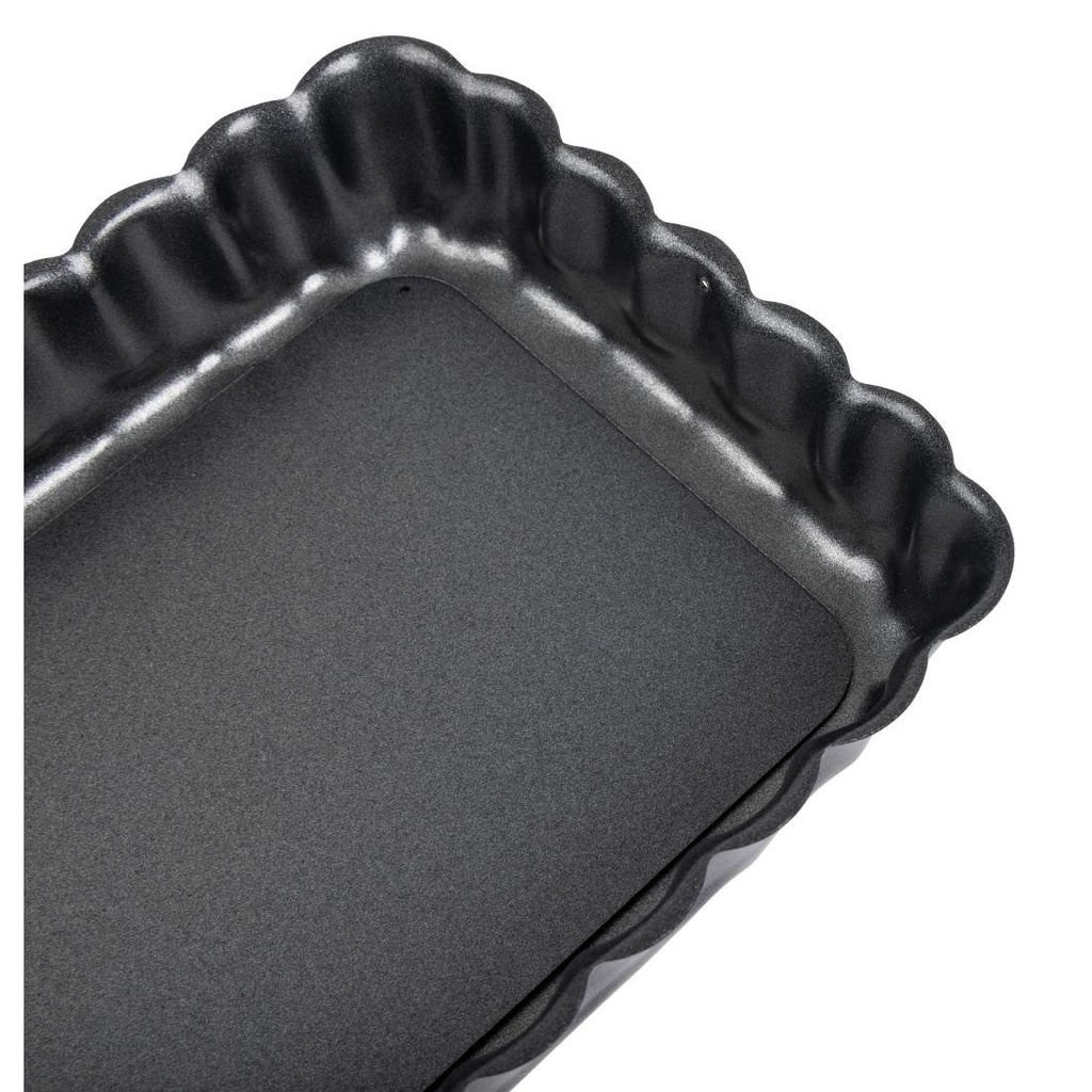 Moule à tarte rectangulaire antiadhésif avec fond amovible De Buyer 36cm