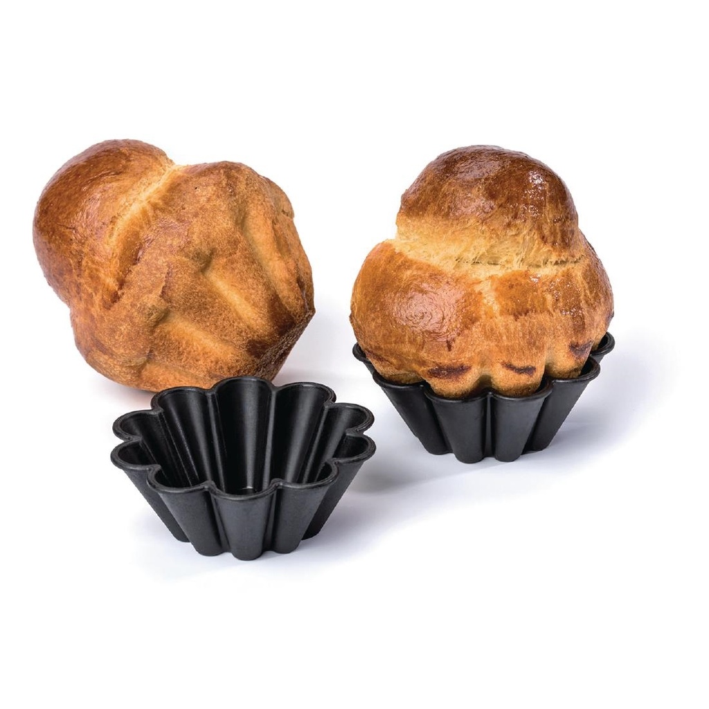 Moules à mini brioche antiadhésifs 75mm Matfer Bourgeat (lot de 12)