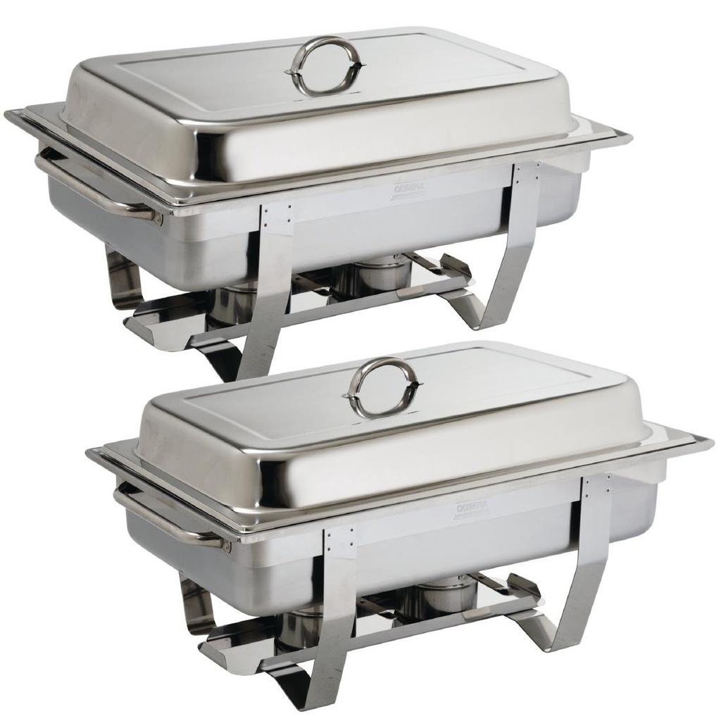 OFFRE SPÉCIALE Lot de 2 chafing dish Milan GN 1/1 + 72 capsules de gel combustible Olympia