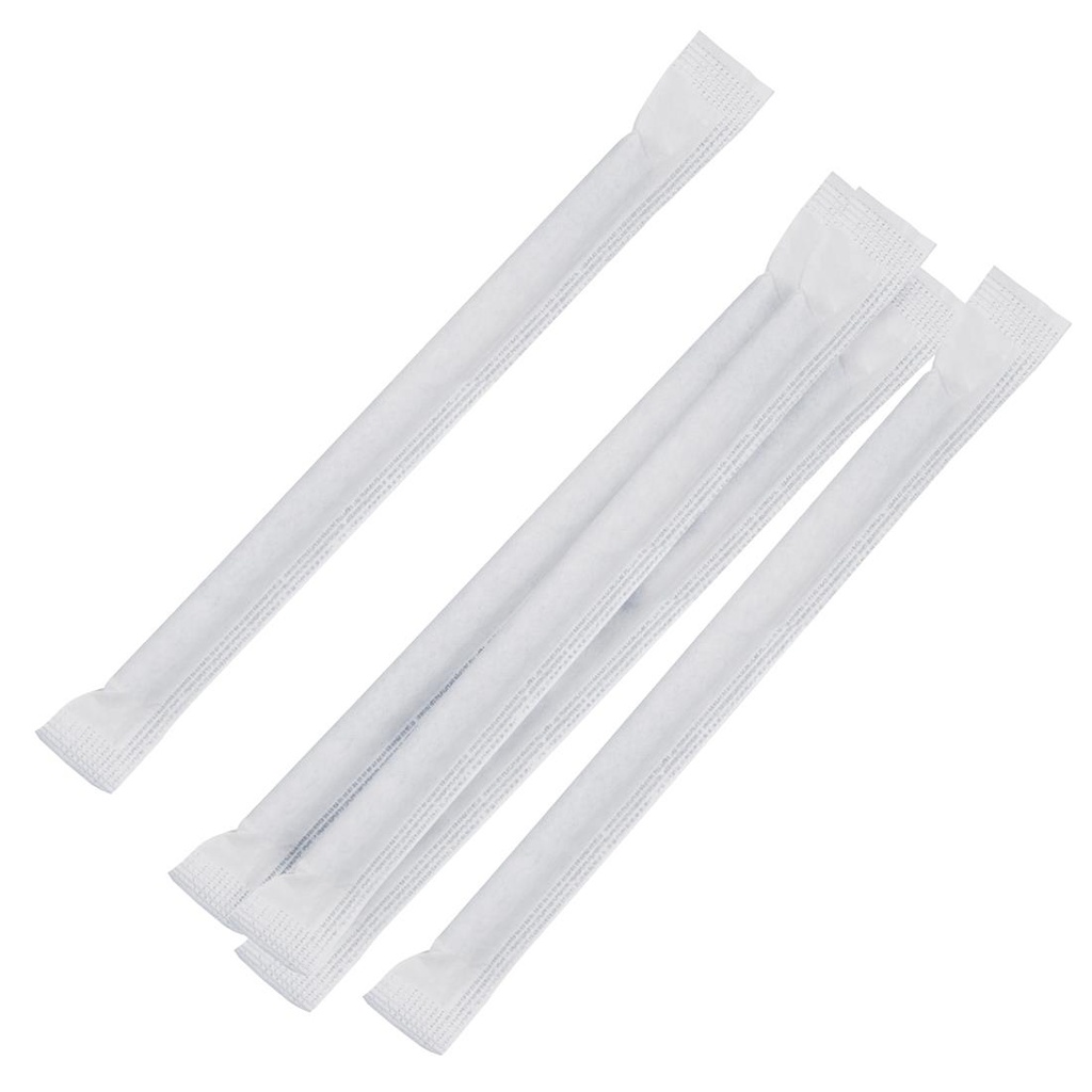 Pailles agitateurs compostables en papier emballées individuellement Fiesta Compostable noires (lot de 250)