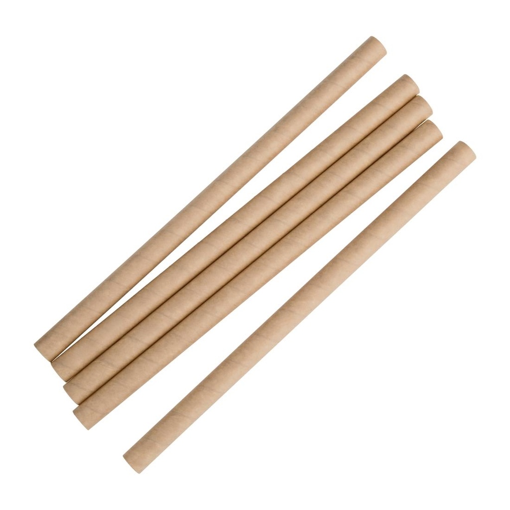 Pailles à smoothie compostables en papier Fiesta Compostable kraft 210mm (lot de 250)