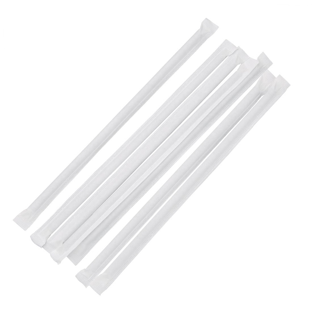 Pailles flexibles compostables en papier emballées individuellement Fiesta Compostable noires (lot de 250)