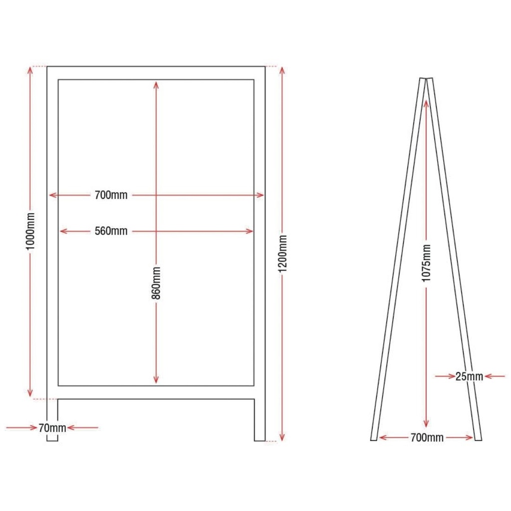 Panneau de trottoir Olympia cadre en bois 1200 x 700mm