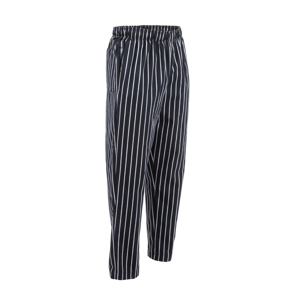 Pantalon de cuisine mixte Baggy Chef Works rayé noir et blanc L