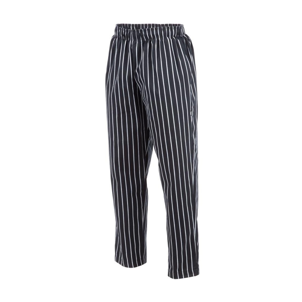 Pantalon de cuisine mixte Baggy Chef Works rayé noir et blanc L