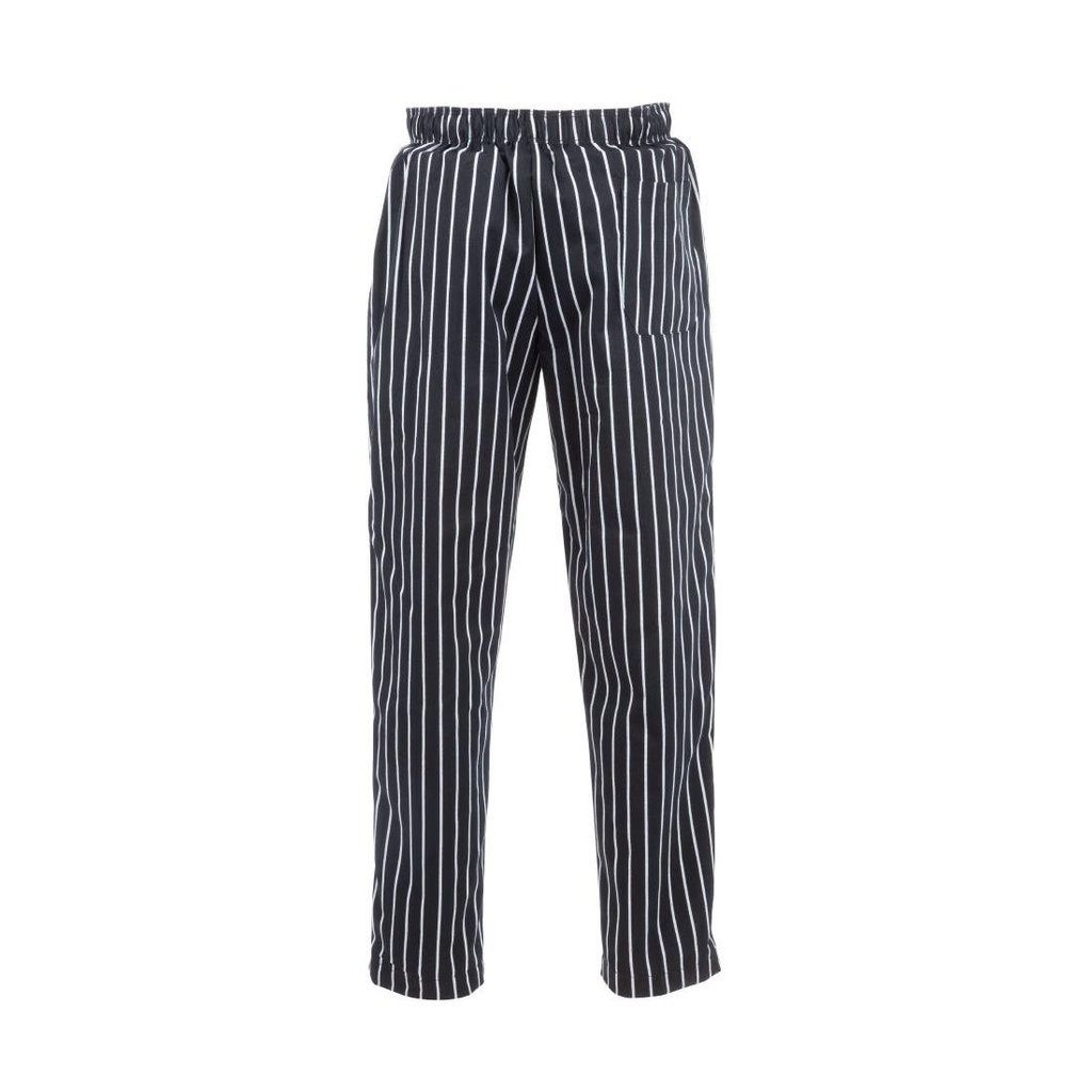 Pantalon de cuisine mixte Baggy Chef Works rayé noir et blanc L