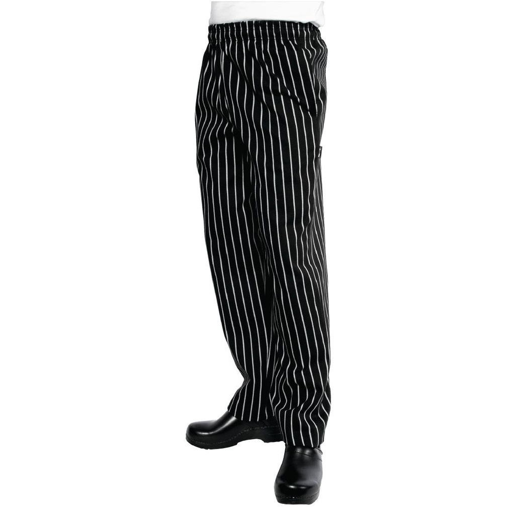 Pantalon de cuisine mixte Baggy Chef Works rayé noir et blanc M