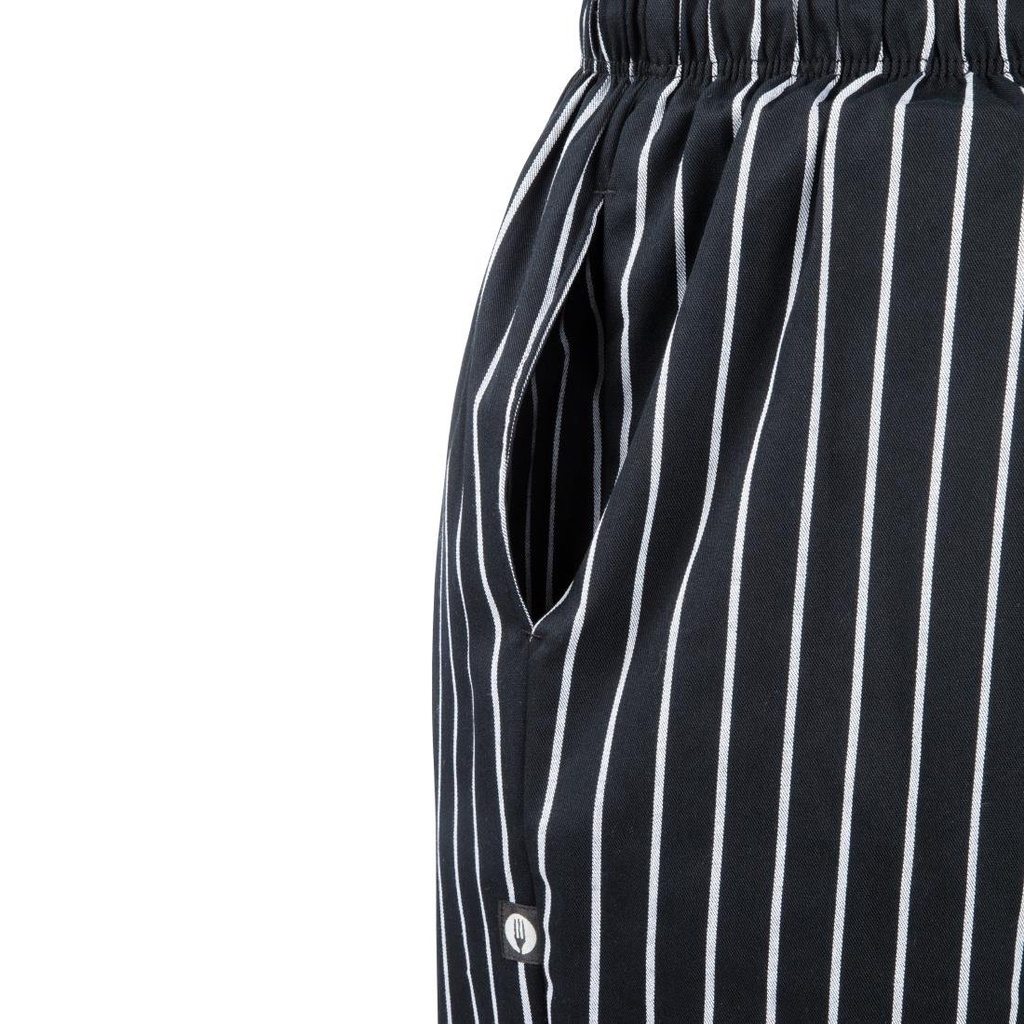 Pantalon de cuisine mixte Baggy Chef Works rayé noir et blanc M