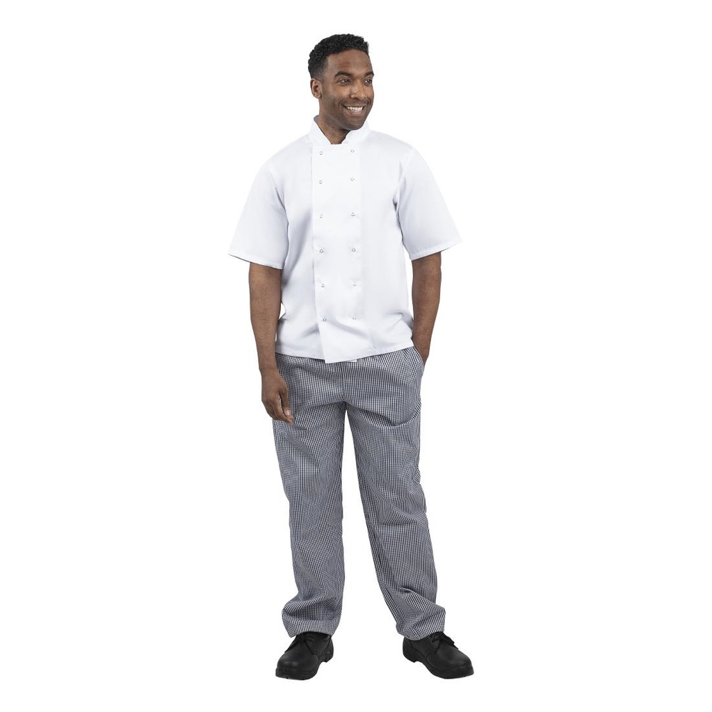 Pantalon de cuisine mixte Whites Vegas petits carreaux bleus et blancs L