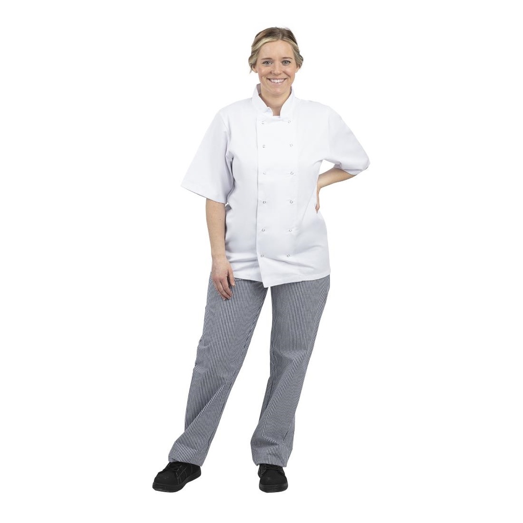 Pantalon de cuisine mixte Whites Vegas petits carreaux bleus et blancs L