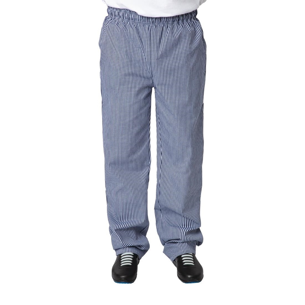 Pantalon de cuisine mixte Whites Vegas petits carreaux bleus et blancs L