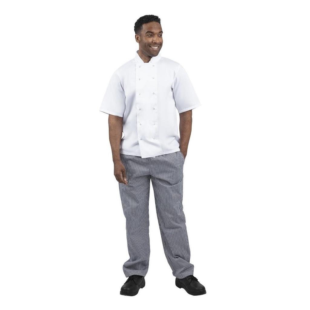 Pantalon de cuisine mixte Whites Vegas petits carreaux bleus et blancs M