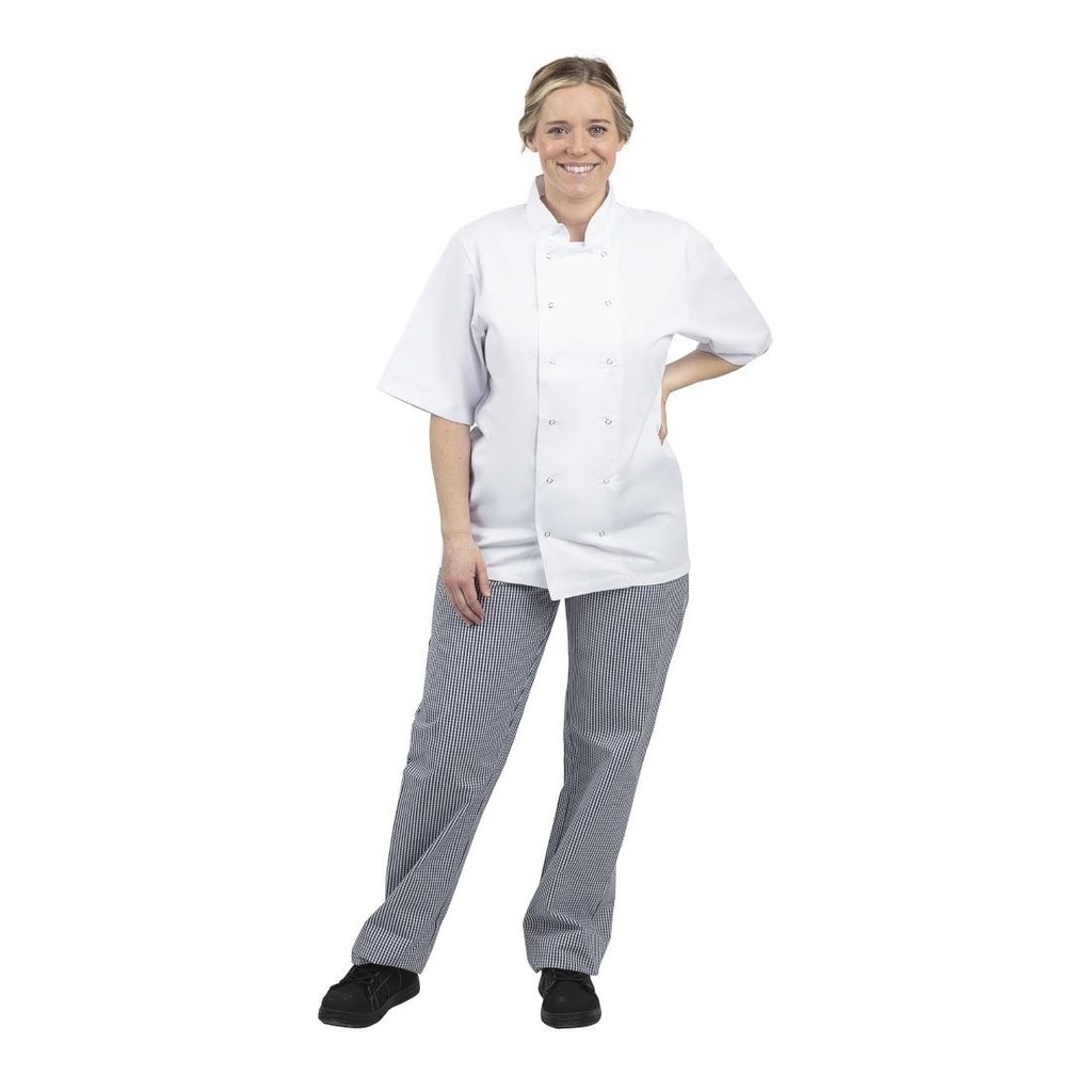 Pantalon de cuisine mixte Whites Vegas petits carreaux bleus et blancs M